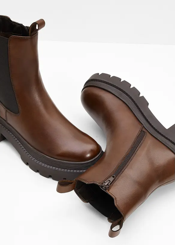 Chelseaboots i skinn, bonprix
