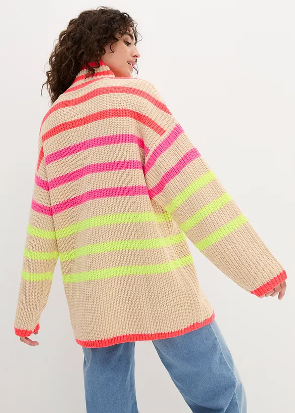 Oversizetröja med neonfärgade ränder, bonprix