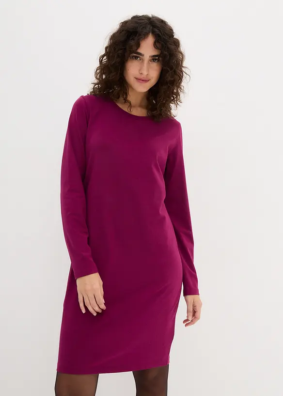 Jerseyklänning av bomull med stretch (2-pack), bonprix