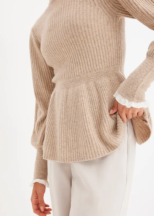Feminin tröja med blusinfällning, bonprix