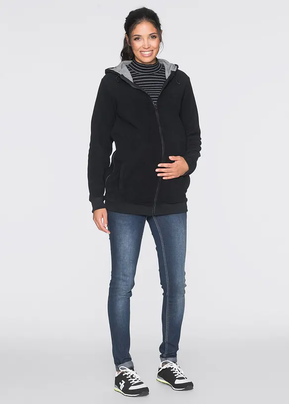Mammafleecejacka med babyficka för graviditeten och efteråt, bonprix