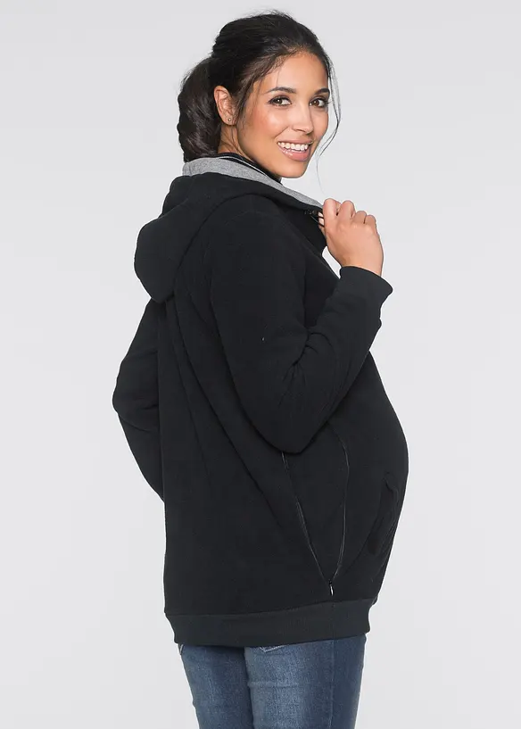 Mammafleecejacka med babyficka för graviditeten och efteråt, bonprix