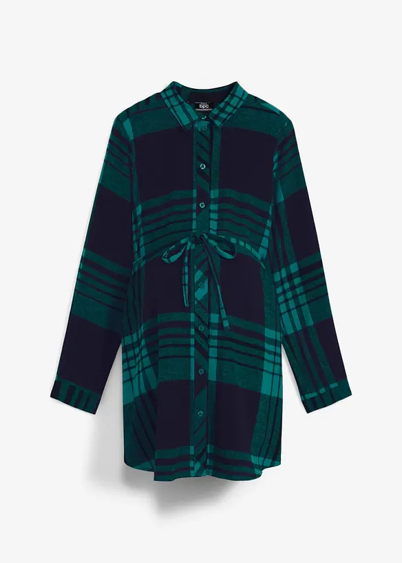 Lång mamma-/amningsblus i mjuk bomullsflanell, bonprix