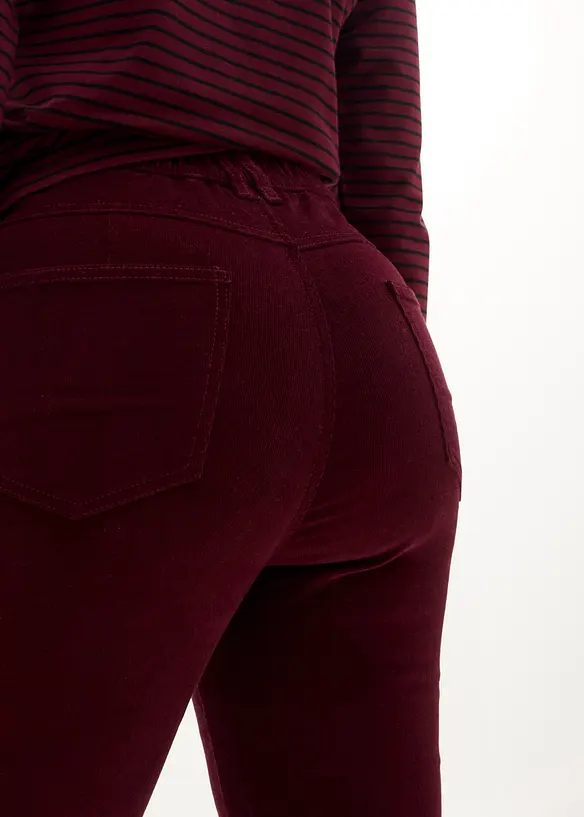Stretchig manchesterbyxa med bekväm hög midja och vida ben, bonprix