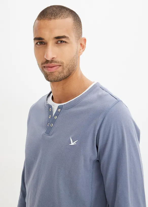 Långärmad T-shirt med 2-i-1-look (2-pack), bonprix