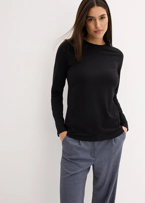 Långärmad topp med ren ekologisk bomull (2-pack), bonprix