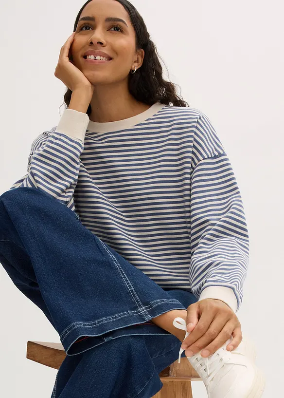 Randig oversizesweatshirt, bonprix