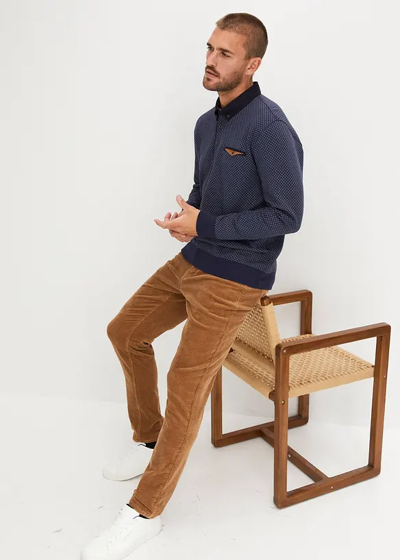 Elegant sweatshirt med pikékrage, bonprix