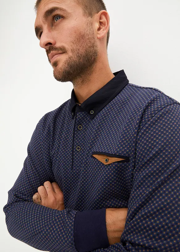 Elegant sweatshirt med pikékrage, bonprix