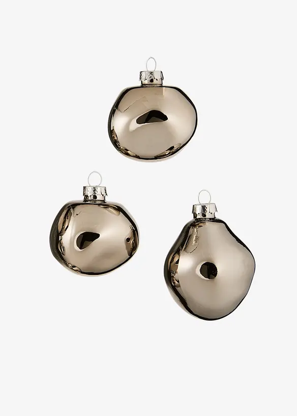 Julgranskulor med organiska former (3-pack), bonprix