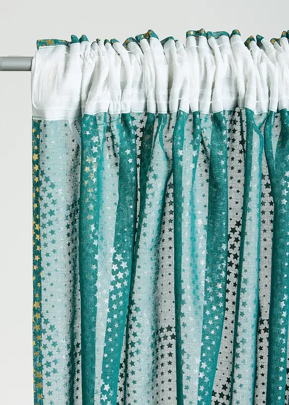 Gardin med återvunnen polyester och glansigt mönster (1-pack), bonprix