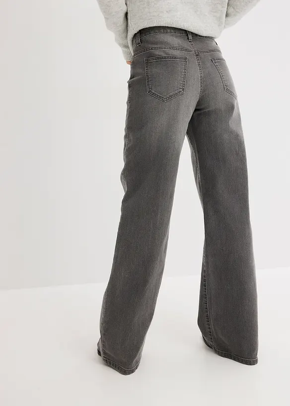 Wide Leg Jeans, Mid Waist, Stretch, bonprix
