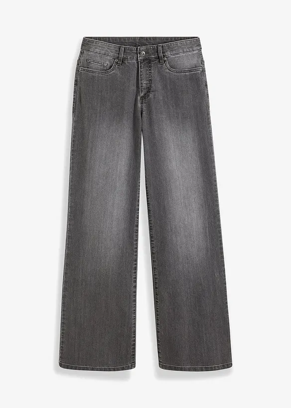Wide Leg Jeans, Mid Waist, Stretch, bonprix