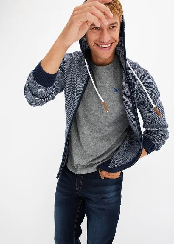 Cardigan med luva i ren bomull, bonprix