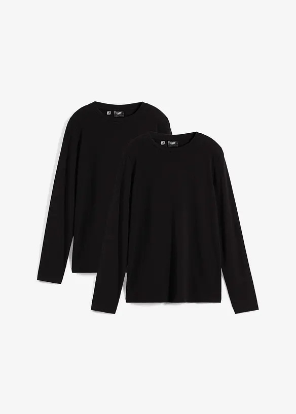 Långärmad topp med ren ekologisk bomull (2-pack), bonprix