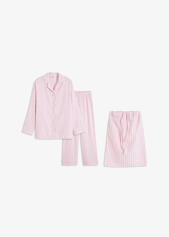 Vävd flanellpyjamas med gåvopåse, bonprix