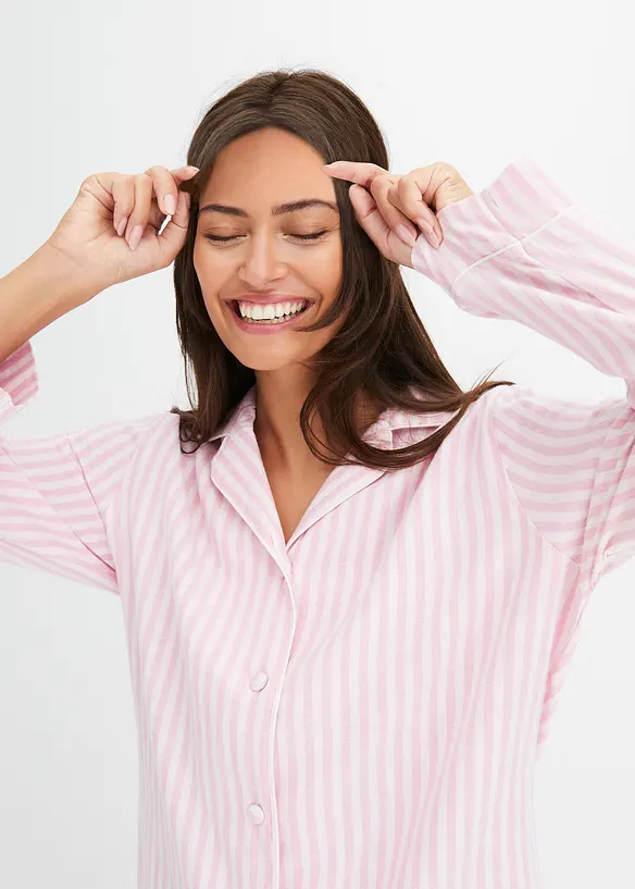 Vävd flanellpyjamas med gåvopåse, bonprix