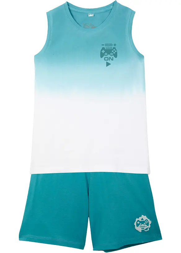 Linne och jerseyshorts för barn (2 delar), ekologisk bomull, bonprix