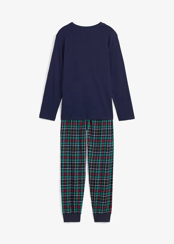 Barnpyjamas med flanellbyxa och ekologisk bomull (2 delar), bonprix