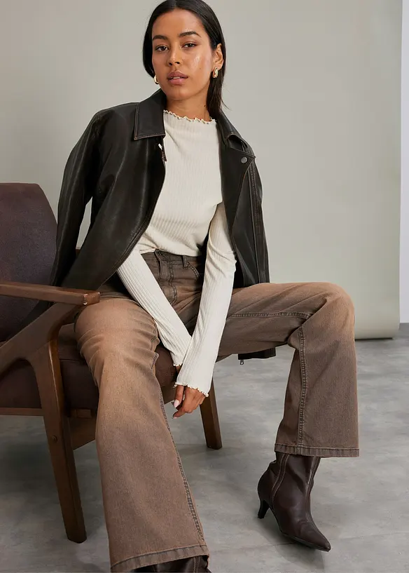 Vida jeans med hög midja, vintagetvättade, bonprix