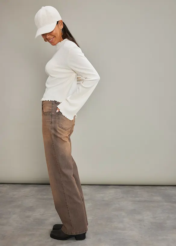 Vida jeans med hög midja, vintagetvättade, bonprix