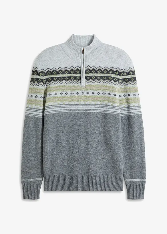 Lusemönstrad tröja med ståkrage, bonprix