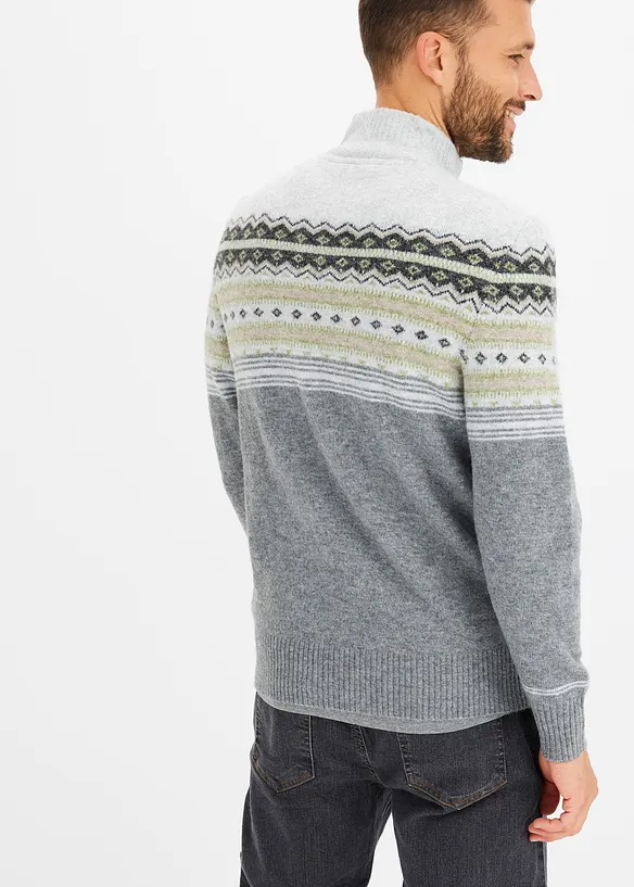 Lusemönstrad tröja med ståkrage, bonprix