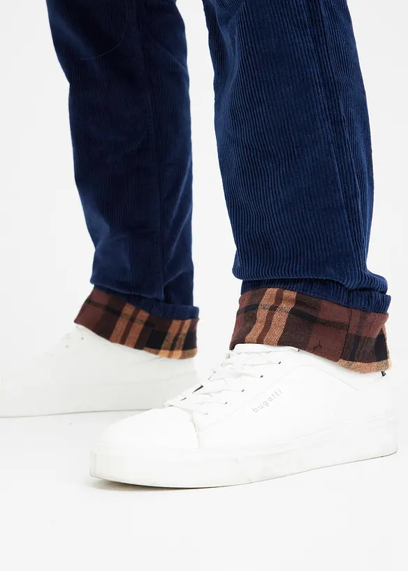 Flanellfodrad manchesterbyxa, Loose Fit, Straight, bonprix