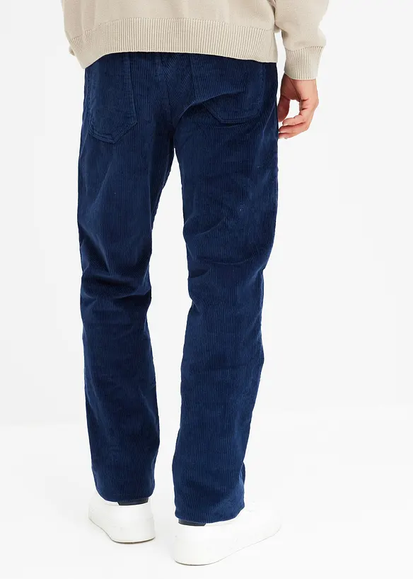 Flanellfodrad manchesterbyxa, Loose Fit, Straight, bonprix