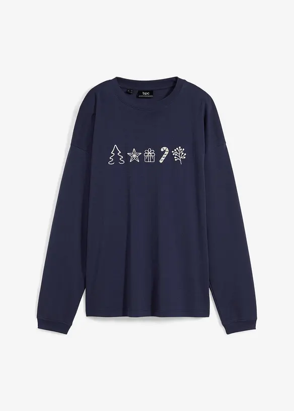 Broderad långärmad jultröja i oversizemodell, bonprix