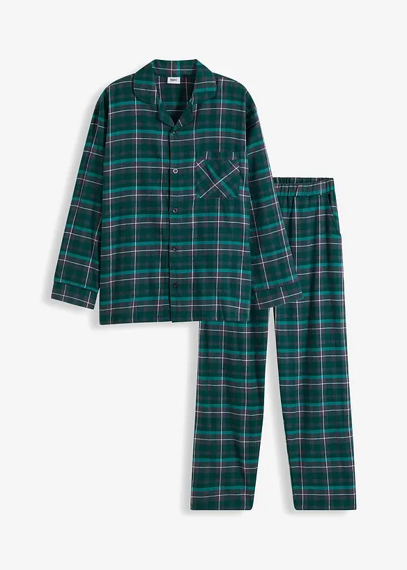 Pyjamas av mjuk flanell med knappslå och långa ärmar, bonprix