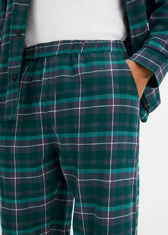 Pyjamas av mjuk flanell med knappslå och långa ärmar, bonprix