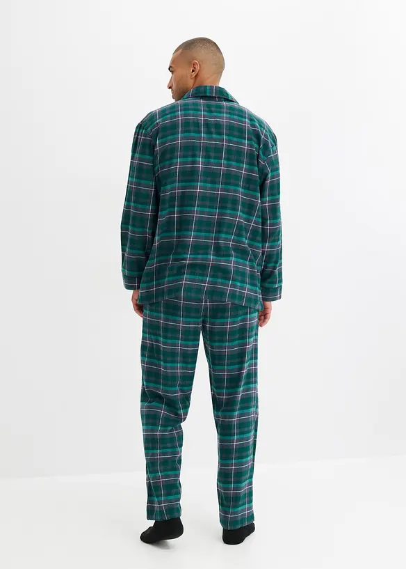 Pyjamas av mjuk flanell med knappslå och långa ärmar, bonprix