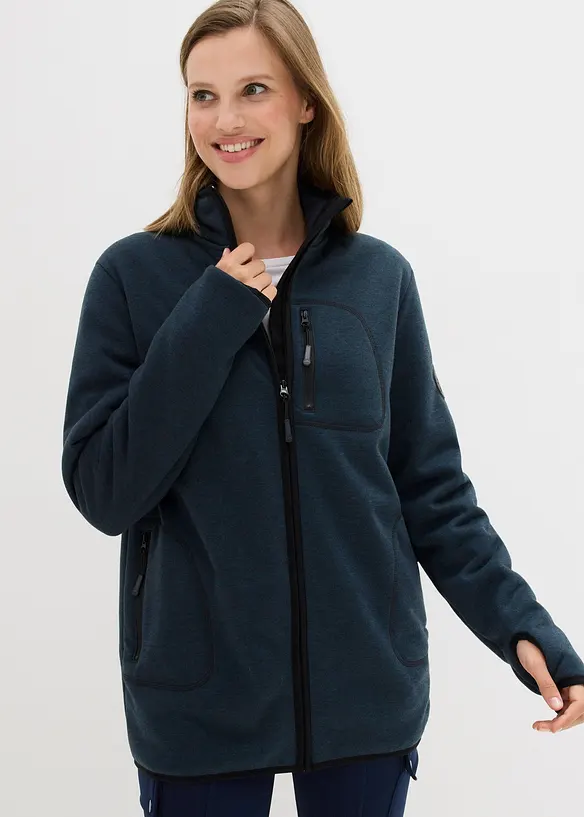 Jacka av stickad fleece med teddyfoder, bonprix