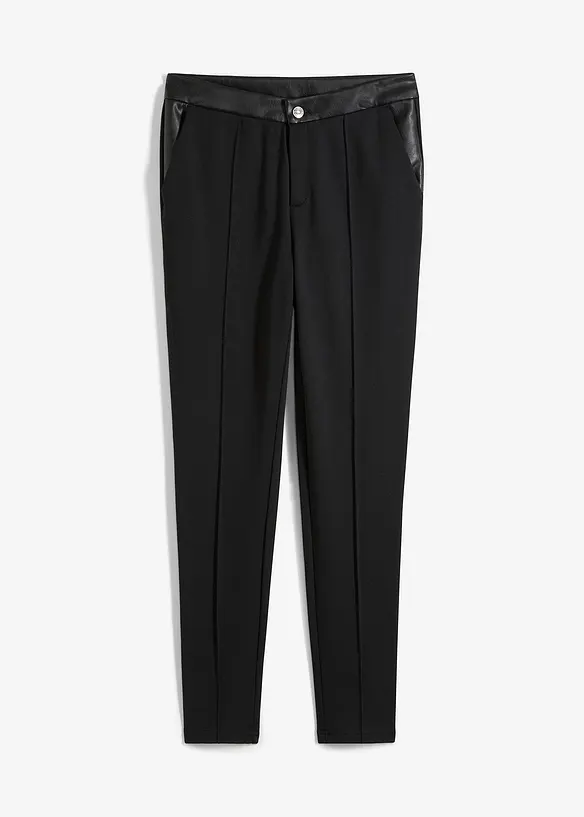 Leggings i stadig jersey med detaljer i skinnimitation, bonprix