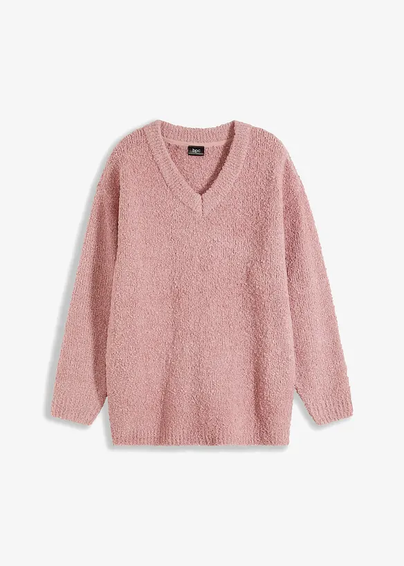 Bouclétröja med V-ringning, bonprix