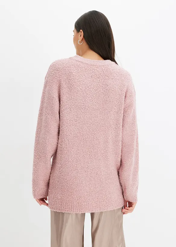 Bouclétröja med V-ringning, bonprix
