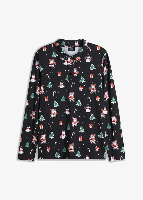 Pikétröja med julmotiv i ren bomull, bonprix