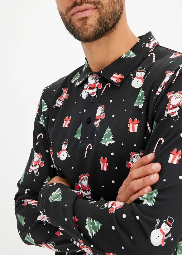 Pikétröja med julmotiv i ren bomull, bonprix