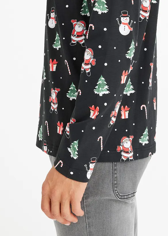 Pikétröja med julmotiv i ren bomull, bonprix