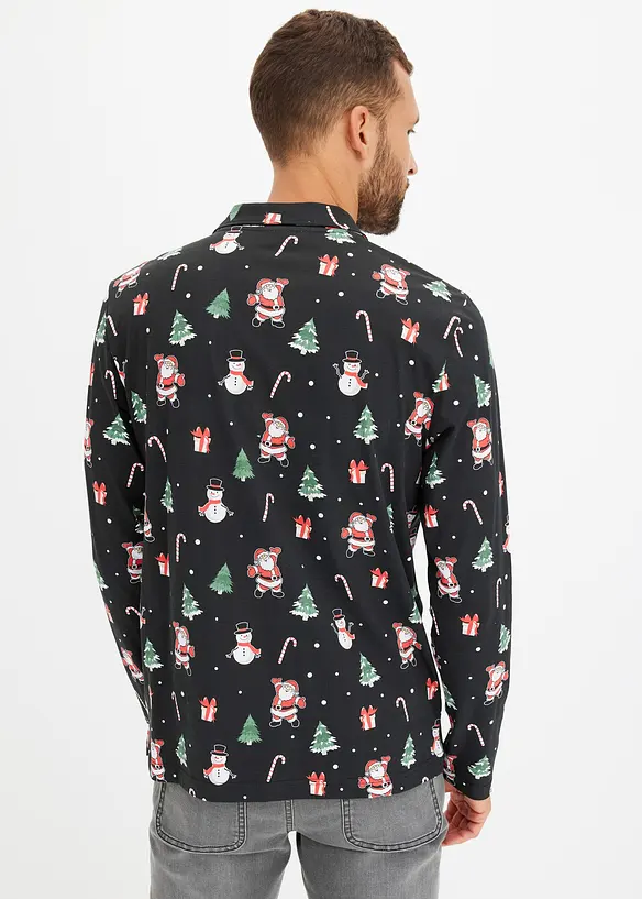 Pikétröja med julmotiv i ren bomull, bonprix