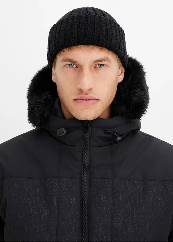 Täckjacka i lumbermodell med fuskpälshuva, bonprix