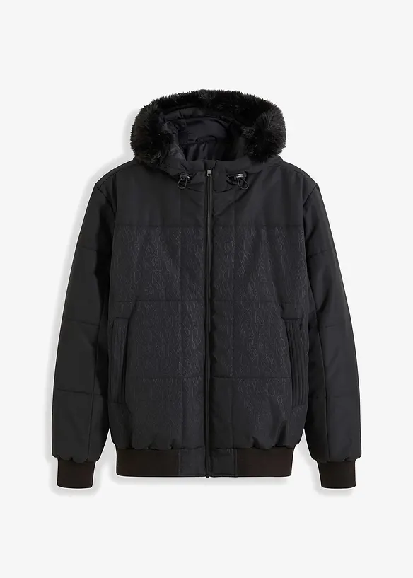Täckjacka i lumbermodell med fuskpälshuva, bonprix