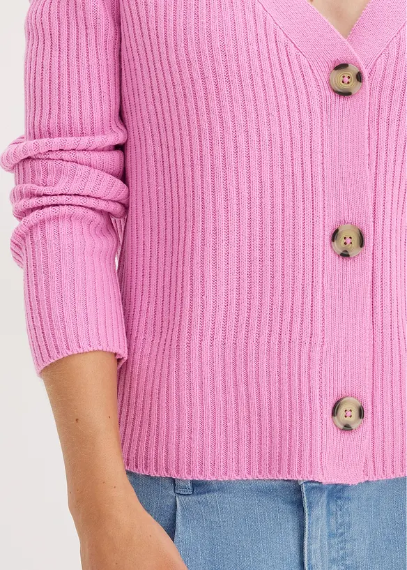 Ribbstickad cardigan, bonprix