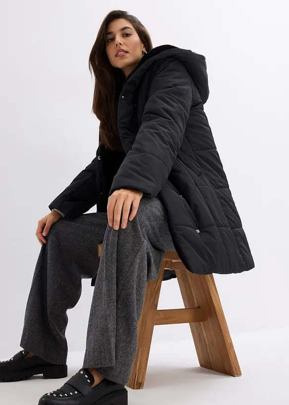 Täckjacka med besättning i fuskpäls, bonprix