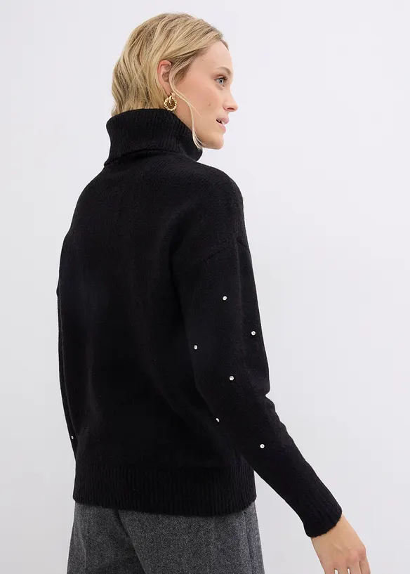 Polotröja med strass, bonprix