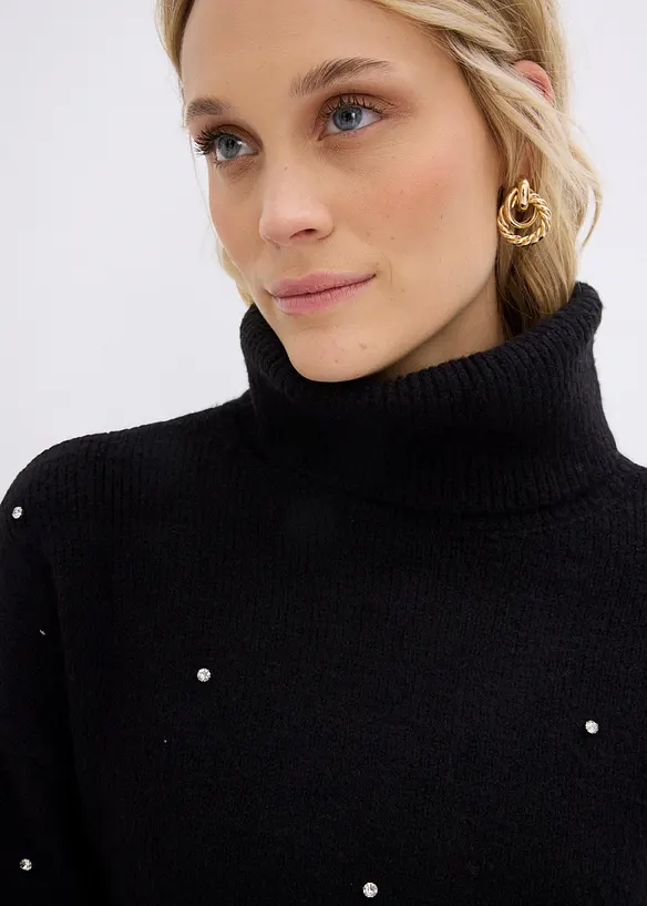 Polotröja med strass, bonprix