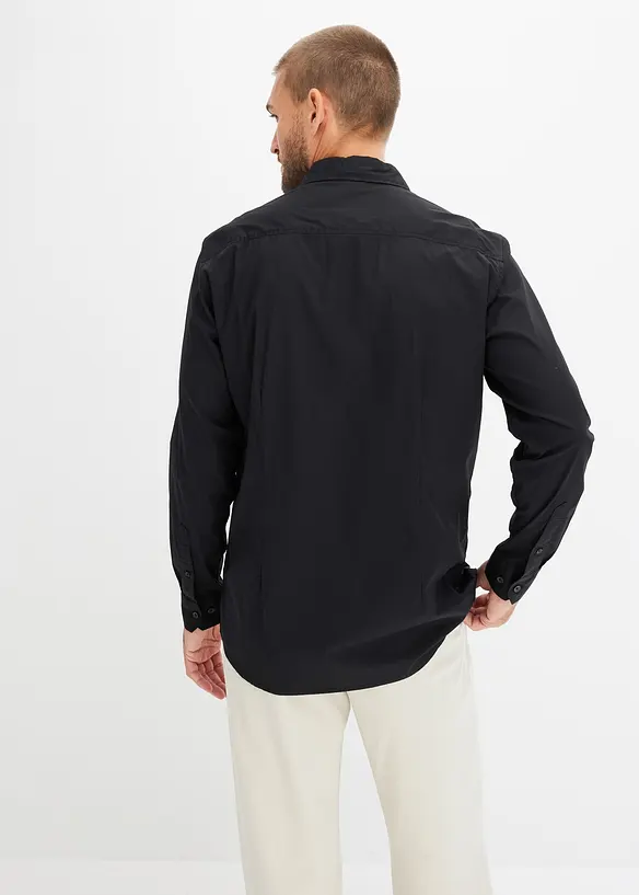 Långärmad skjorta med bomull och stretch, Regular Fit, bonprix