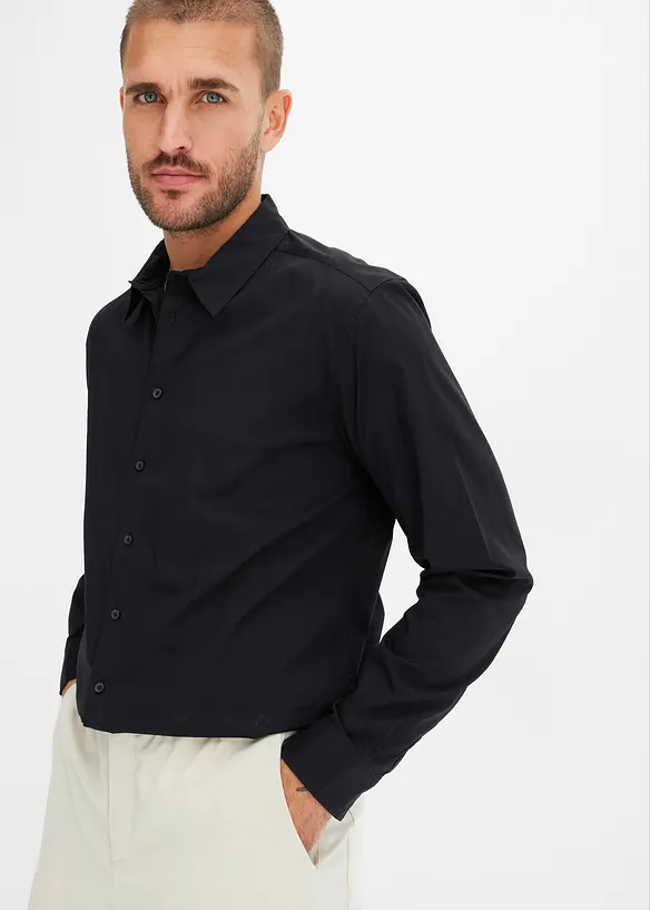 Långärmad skjorta med bomull och stretch, Regular Fit, bonprix