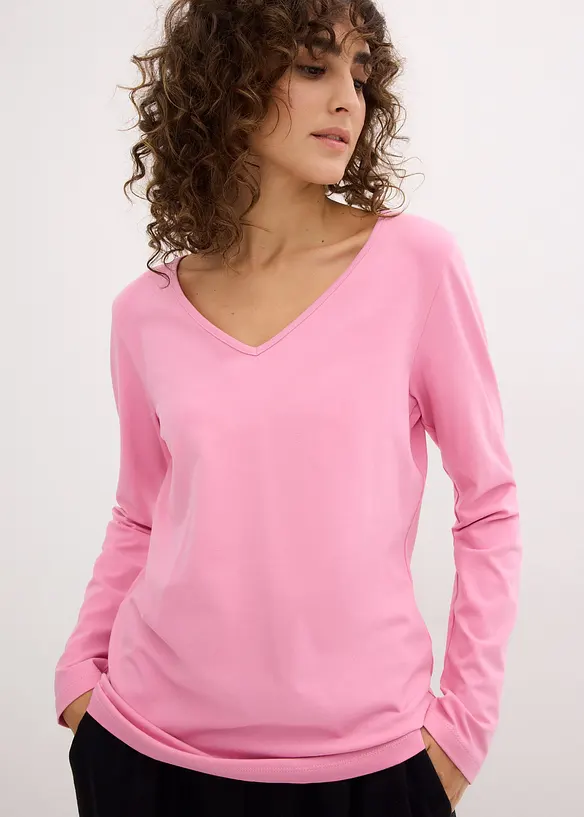 Figurnära långärmad topp (2-pack), bonprix